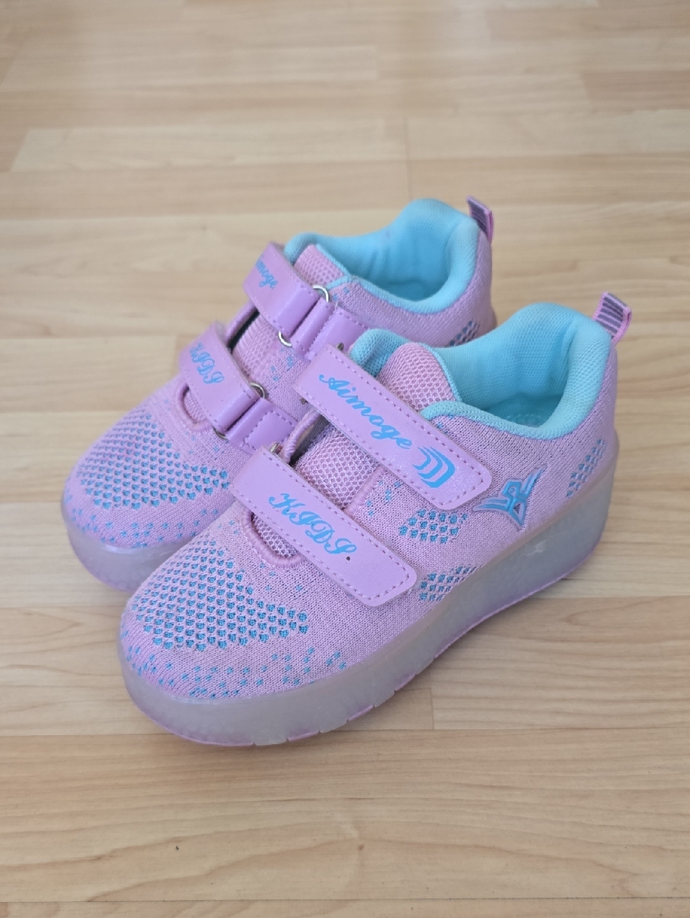 Aimoge Heelys Girls LED Pink Mesh Roller Skate Shoes - Size 31